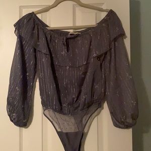 Abercrombie & Fitch women’s XS navy/silver bodysuit.